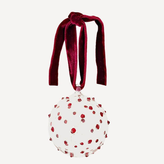 Pom Glass Bauble - Red