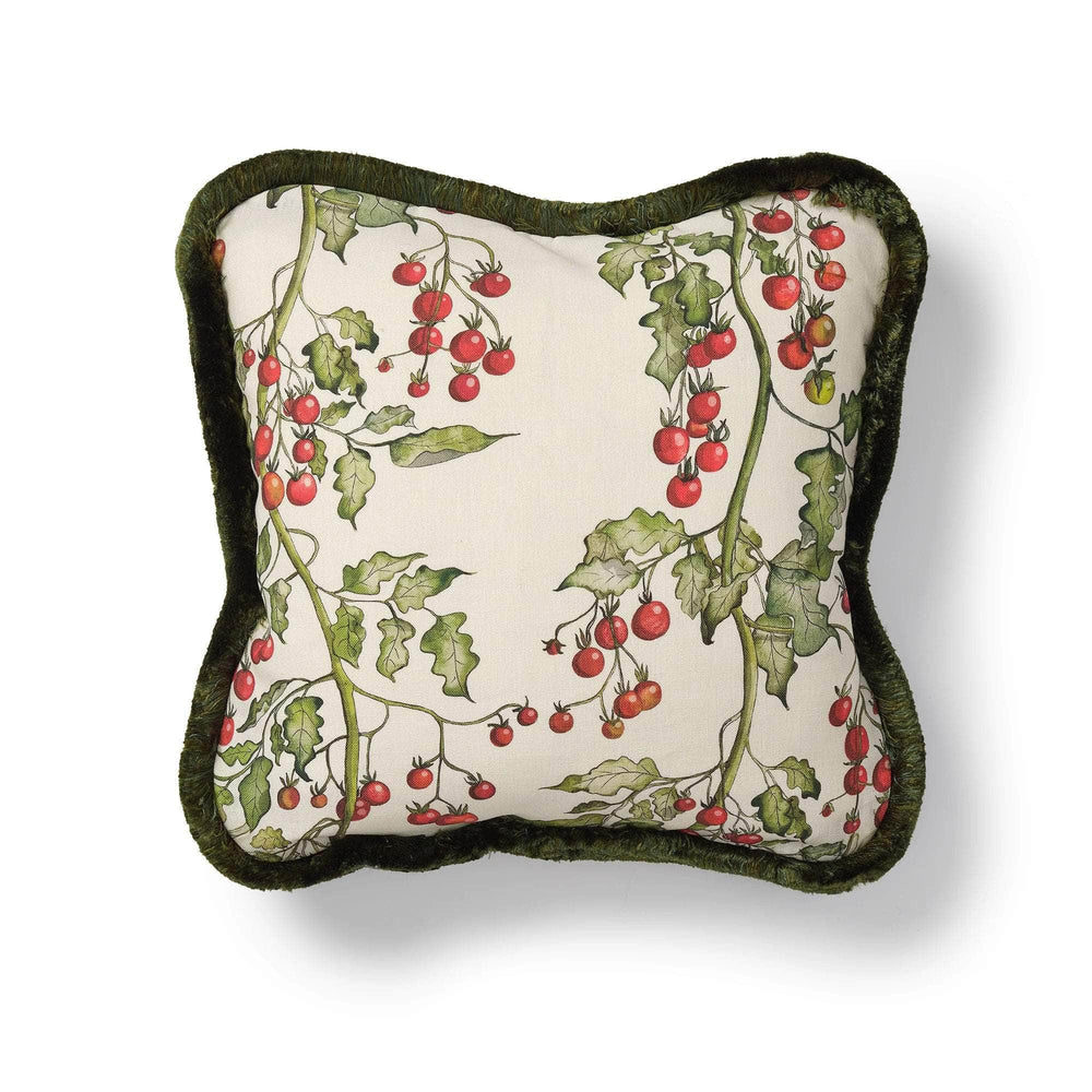 Square Tomato Vine Cushion with Trim