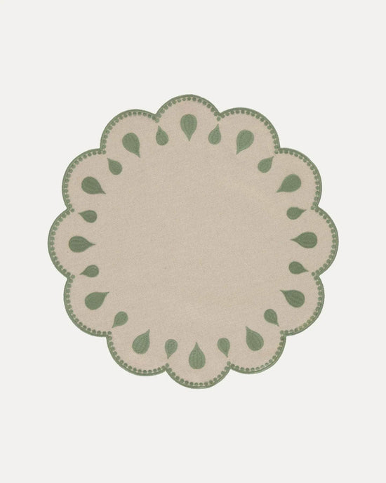 Gotas Placemat, Beige with Green