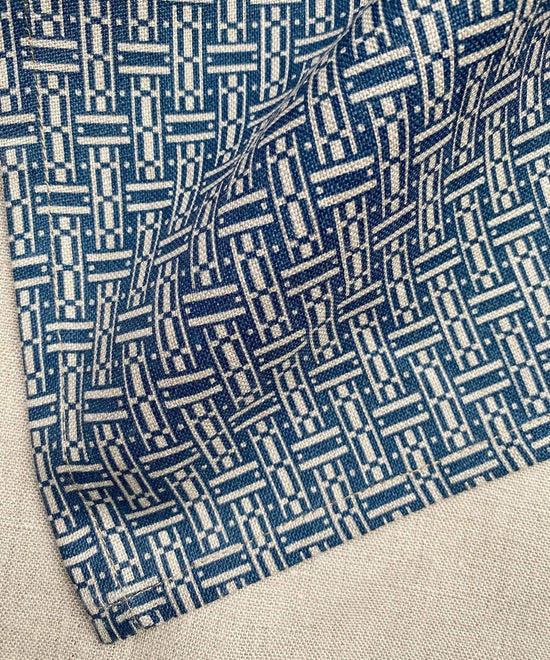 Blue Linen Parquet Tablecloth
