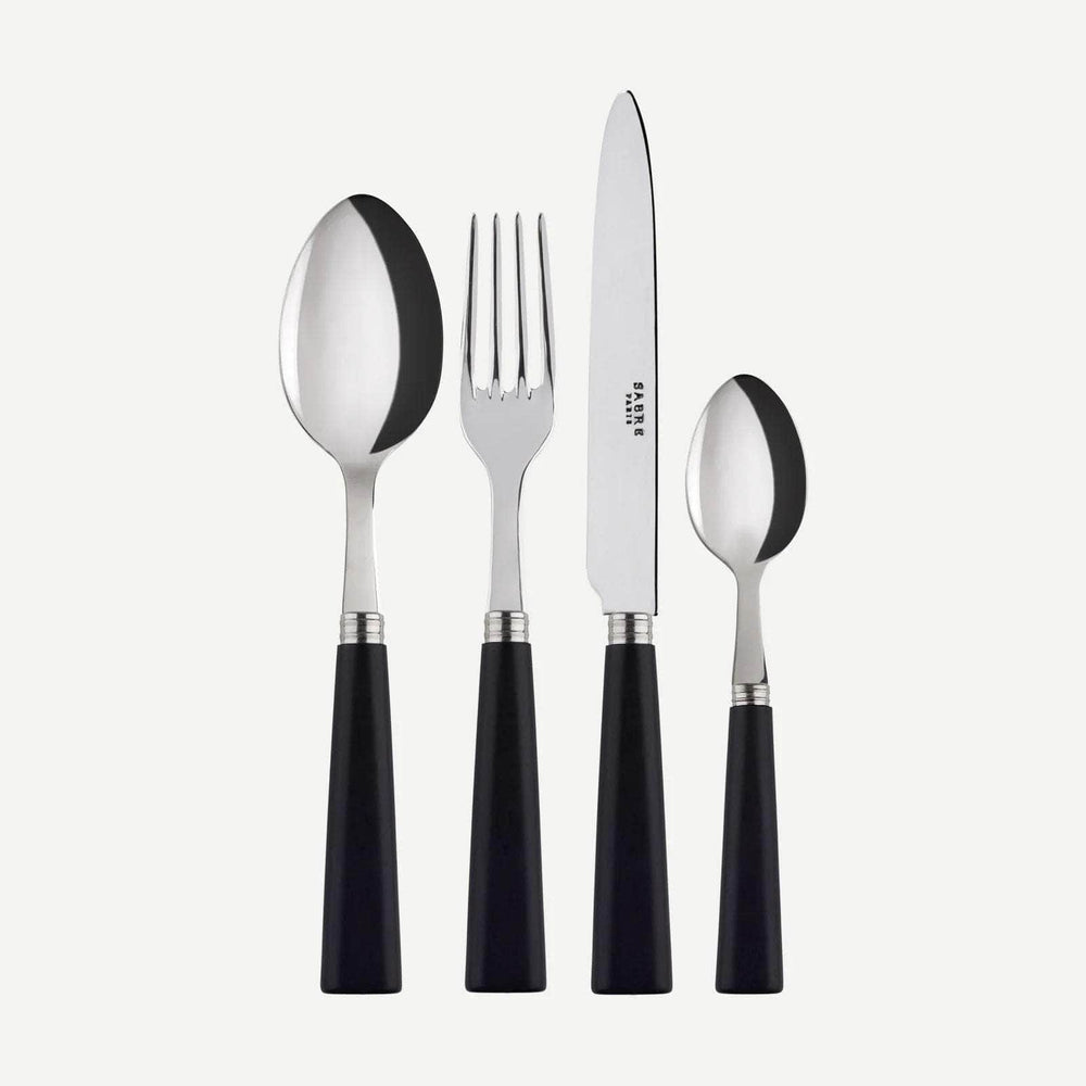 Natural 4 pc Cutlery Set | Black Laminated Wood