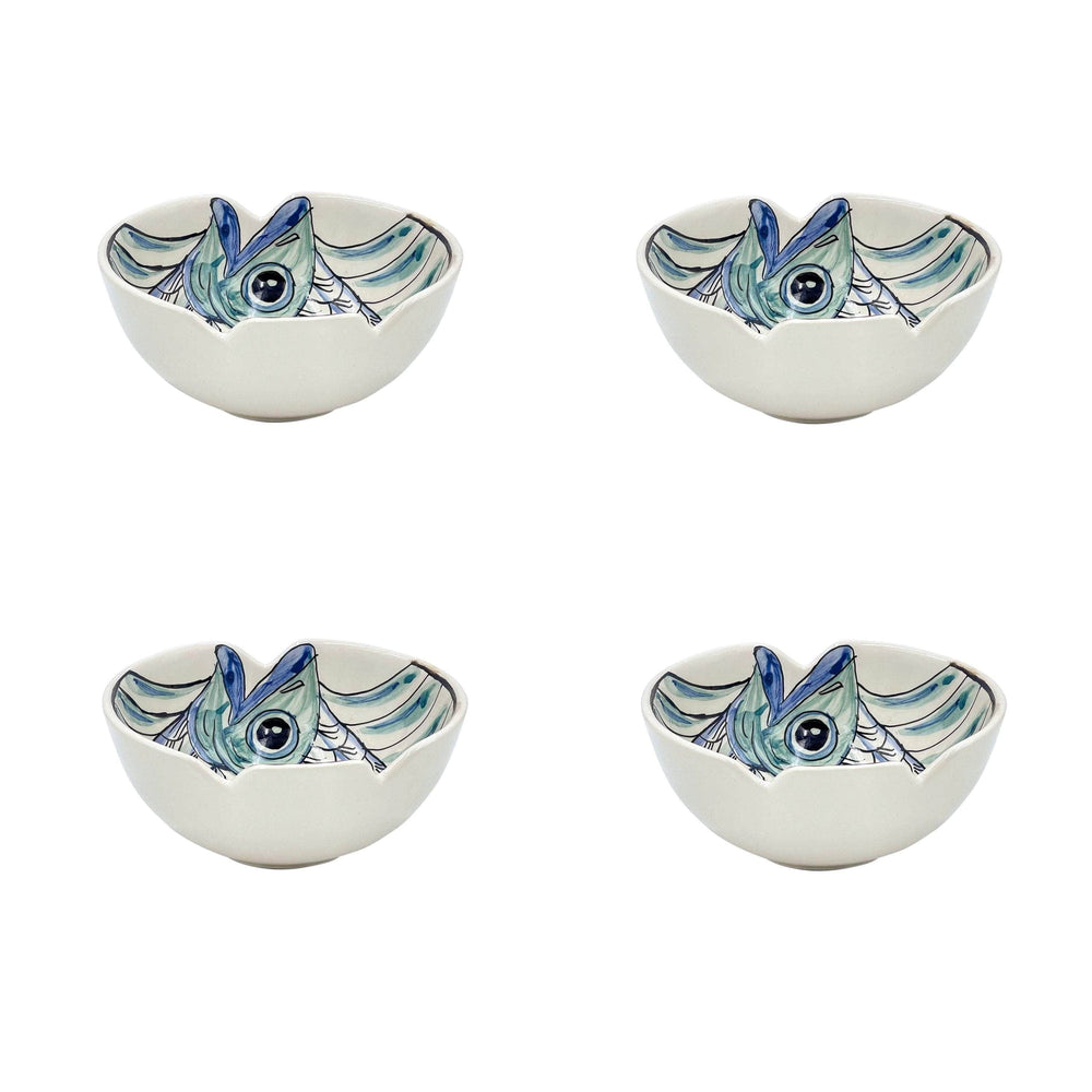 Small Bowl, Blue Romina Fish, Set of Four