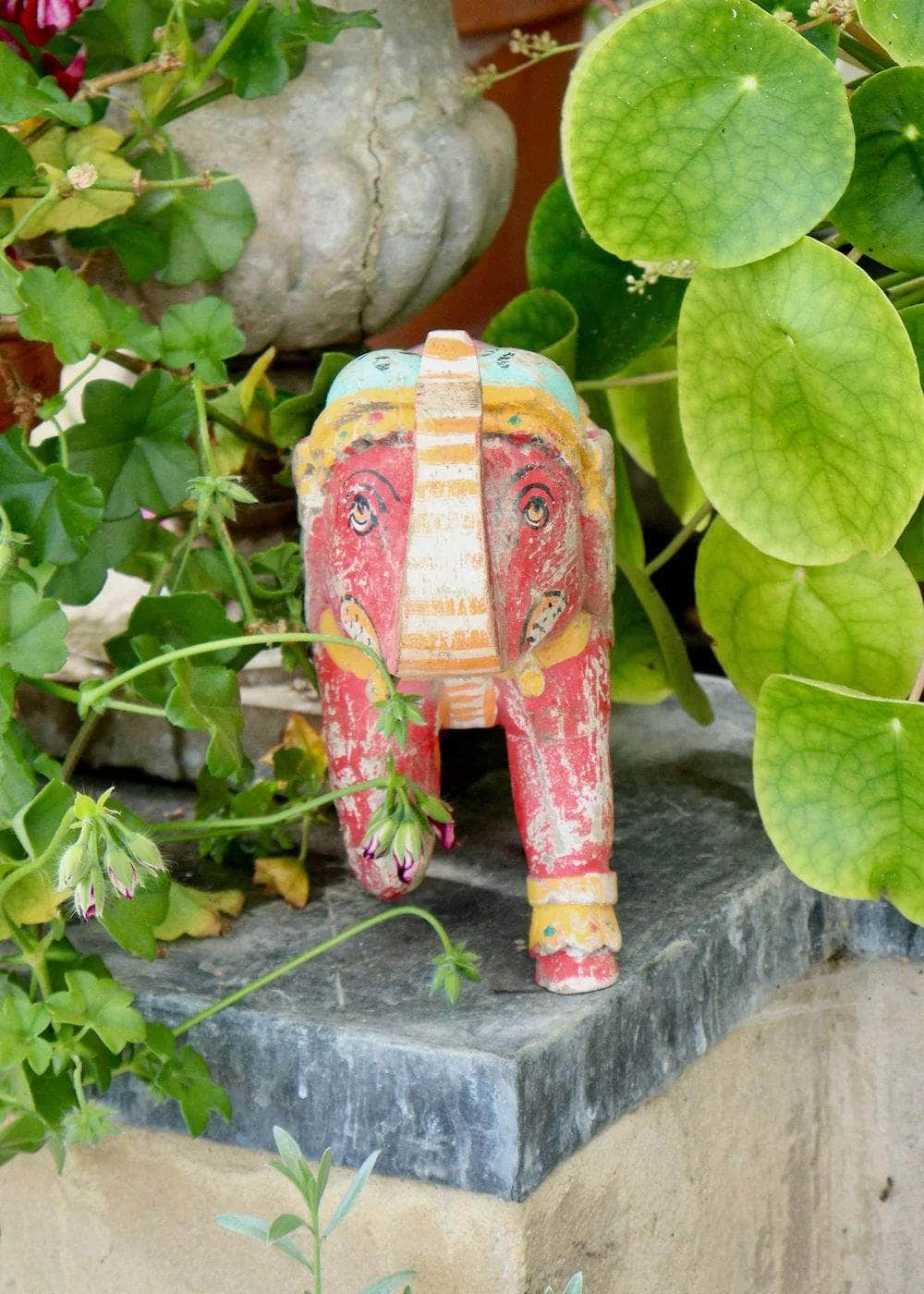 Decorative Wooden Elephant - Red