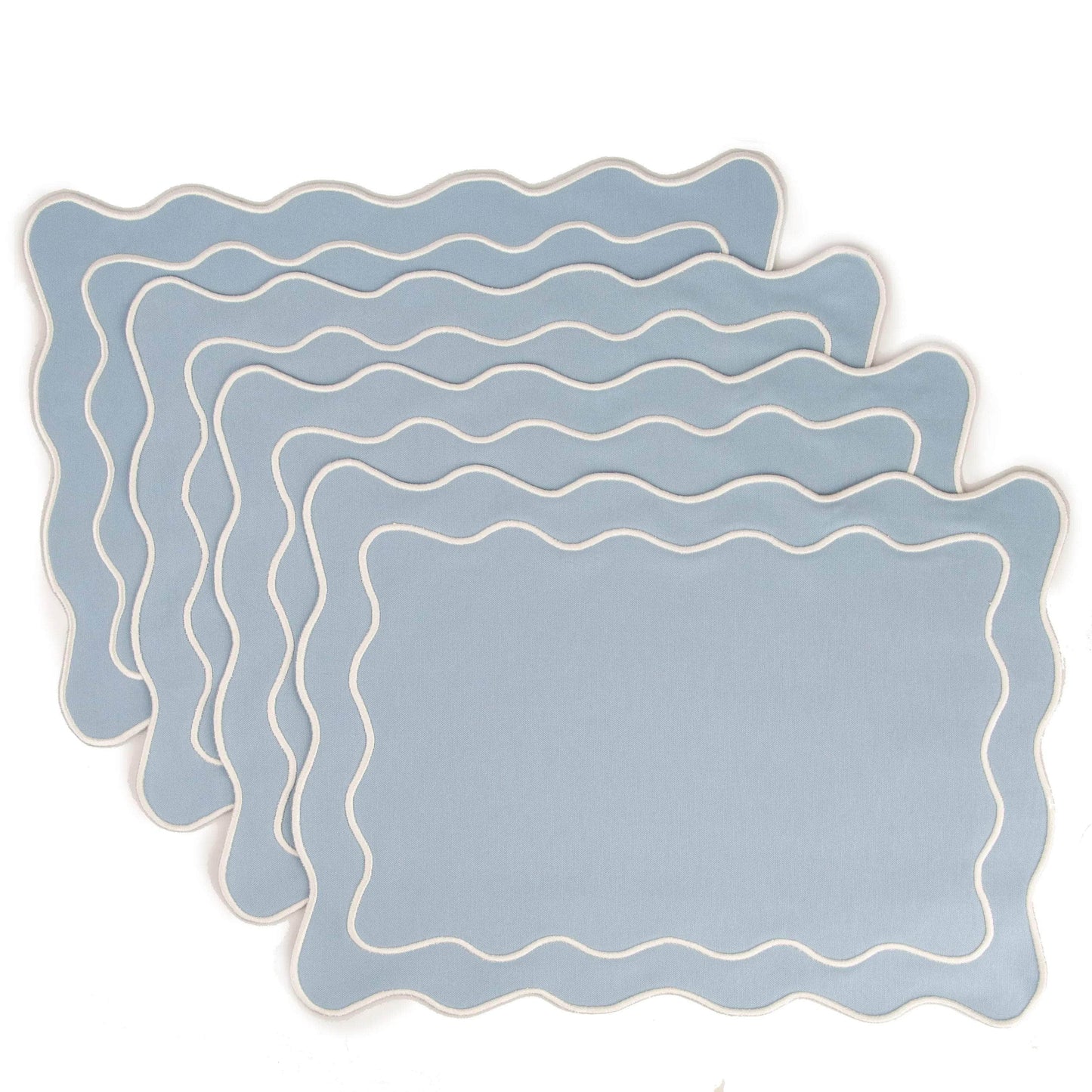 Embroidered Wave Placemat Blue