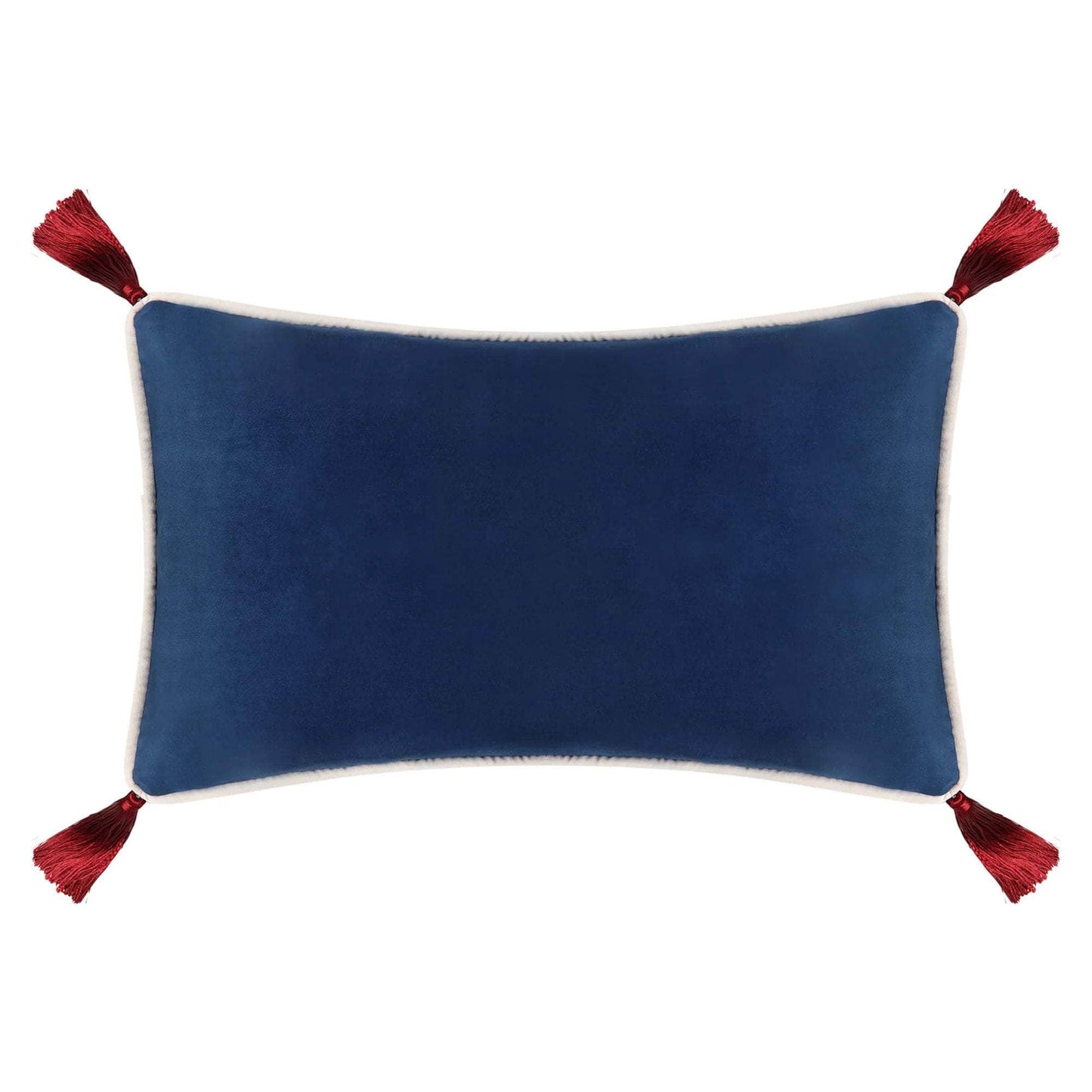 Navy Blue Velvet Rectangular Cushion with Tassels