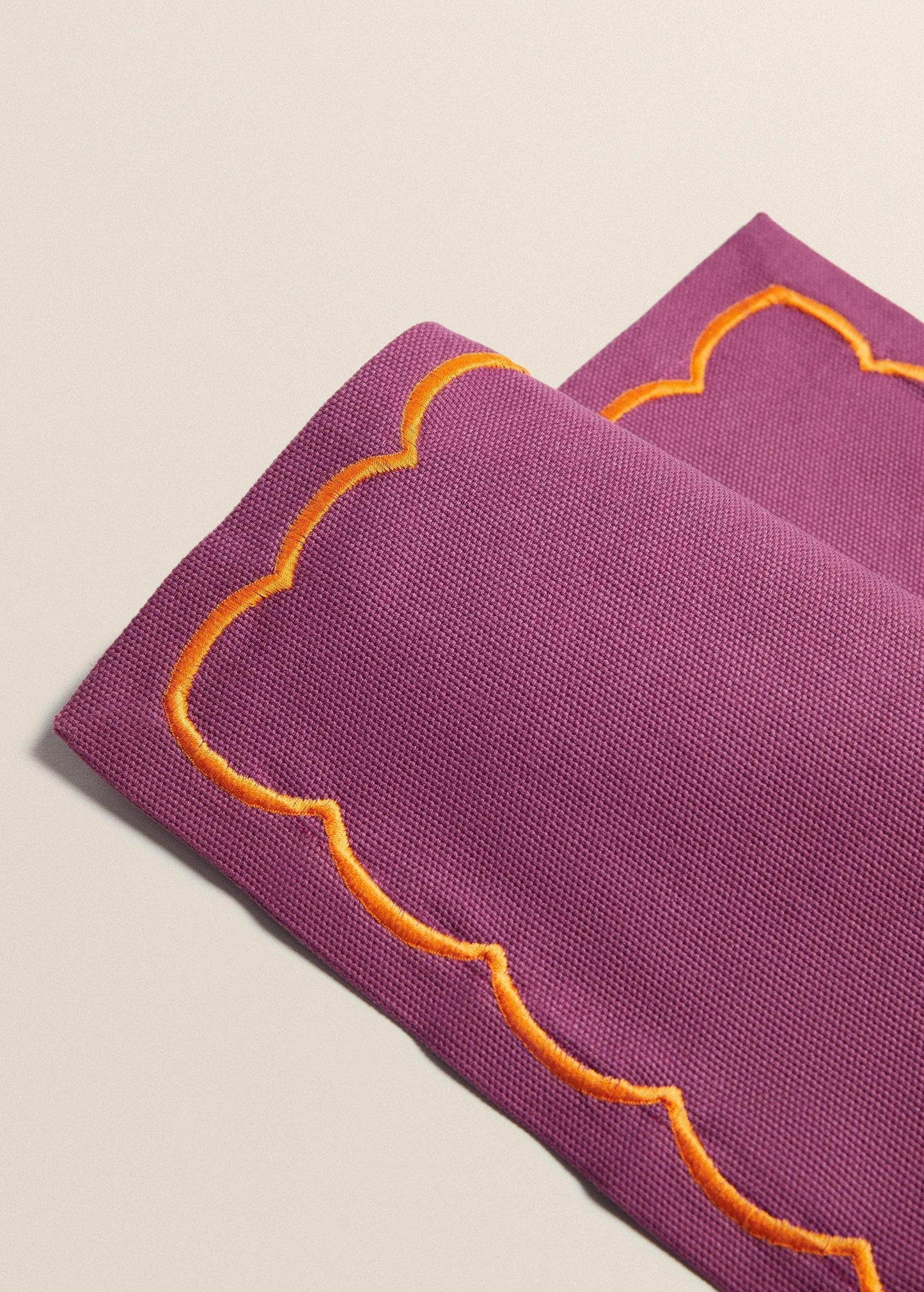 Cotton Purple and Orange Embroidered Placemat