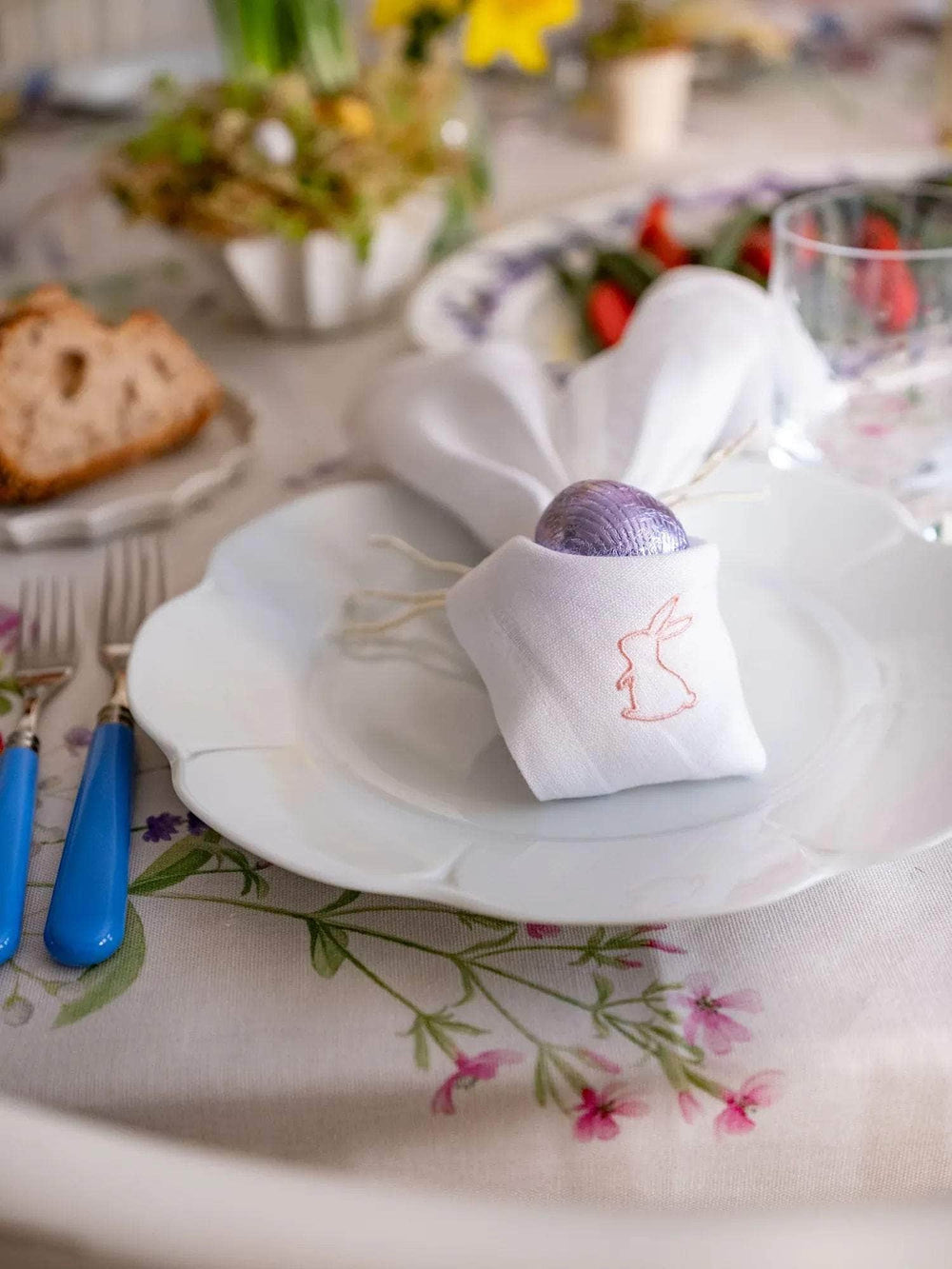 Embroidered Bunny Napkins, Set of Four