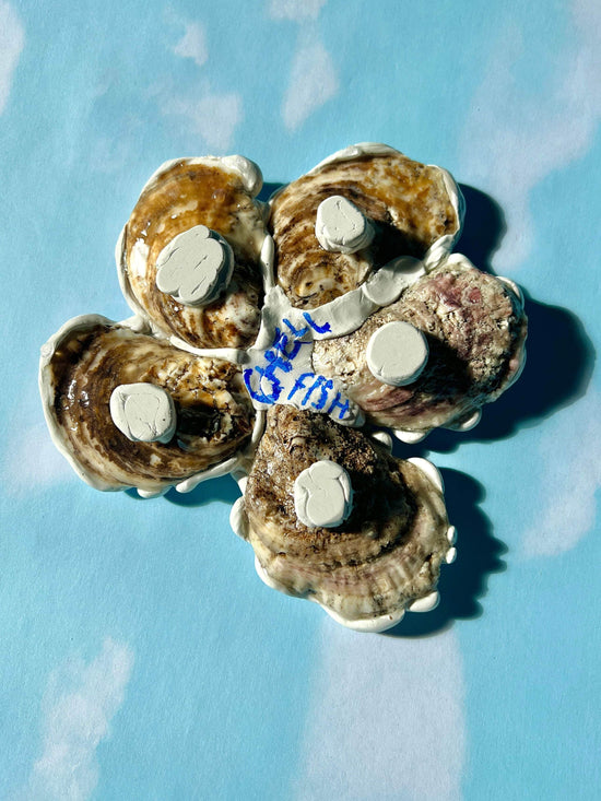 Oyster Serving Dish with Red Buds